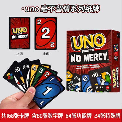 Original Mattel UNO Show ‘Em No Mercy Card Game Deck Poker Geunine Brand Christmas Gifts Family Parties/Travel Table Games