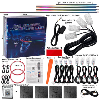 2024 Car Ambient Lights Kits Interior 213 64 Color RGB Symphony Streamer Bluetooth Rainbow Acrylic Strips Atmosphere Lamp By App