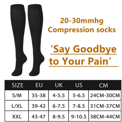 3/6/7 Pairs Compression Socks Women Medical Edema Running Socks Men Knee Length Cycling Socks  Football Basketball Outdoor trave