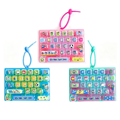 Crayon Shin-chan 26 Key Mechanical Keyboard Keychain Fidget Toy Cute Bag Pendant Stress Relief Gift for Kids Fans anime figure
