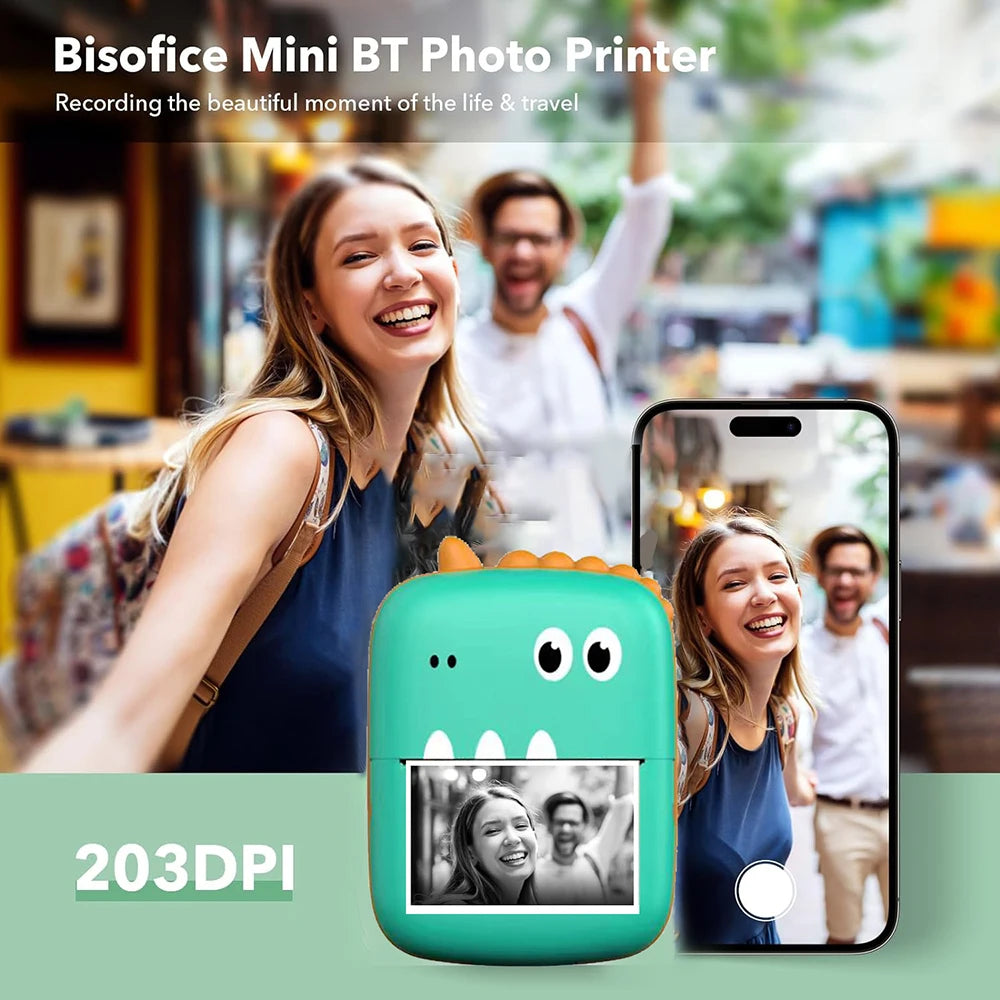 Portable Printer Mini Pocket Wireless Bluetooth Thermal Printers for Android iOS Smartphone  BT Inkless Printing Gift for Kids