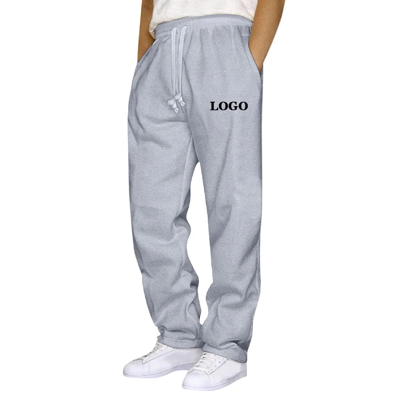Customized Straight Leg Jogger Pants Men Autumn Winter Personality Printed Thicken Sweatpants Pocket Trousers Streetwear S - 5XL