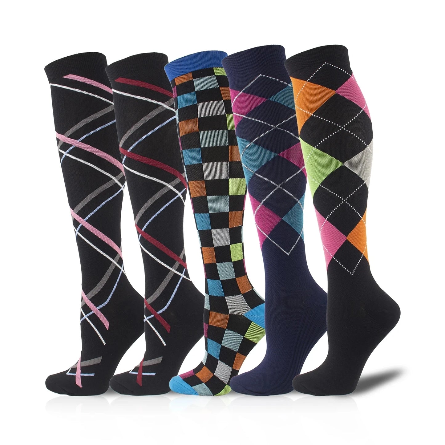 3/5/6 Pairs Compression Socks Exercise Mountaineering Running Sports Socks Elastic Medical Blood Circulation Swelling Nurse Sock