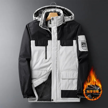 2025 9XL Mens Winter Jacket Fleece Lining Zip Hood Warm Parka Male Large Size Waterproof Big Extra Plus 8XL Windbreaker Mountain