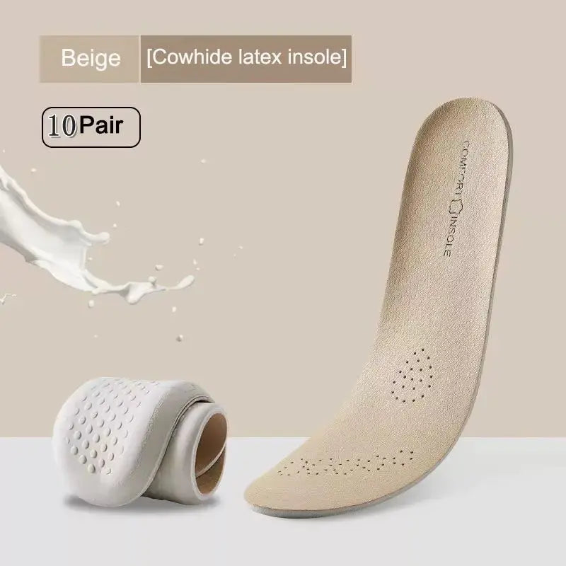 Leather Latex Sports Insole Cowhide Insoles for Shoes Arch Support Shoe Pads Shock Absorbing Plantar Fasciitis Template Inserts