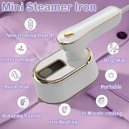 Portable Mini Steam Iron Handheld Garment Steamer Fast Heating Dry Wet Ironing Machine Travel Clothes Steamer Rotating Handle
