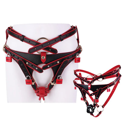 FRKO Bondage Fetish Chastity Belt Chastity Panties PU Leather Lockcock Belt Penis Rings пояс верности Men Sexy Tools