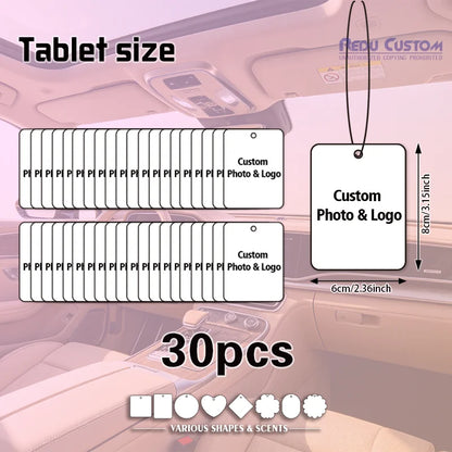 30 Personalized Car Air Freshener Cards, Available in Various Scents, with Long-Lasting Fragrance, Can Be Customized with Company Logos/Wedding Invitation Cards/Holiday Gifts