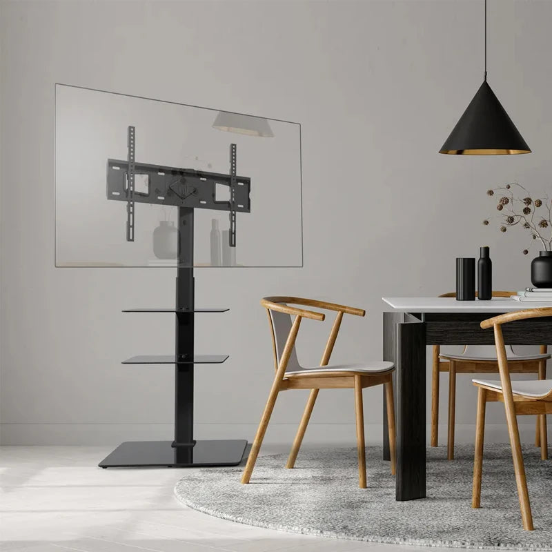 Rolling TV Stand Mobile TV Cart on Wheels for 32-65 Inch Flat Screen TVs Tall TV Floor Stand with Swivel Mount Corner TV Stands