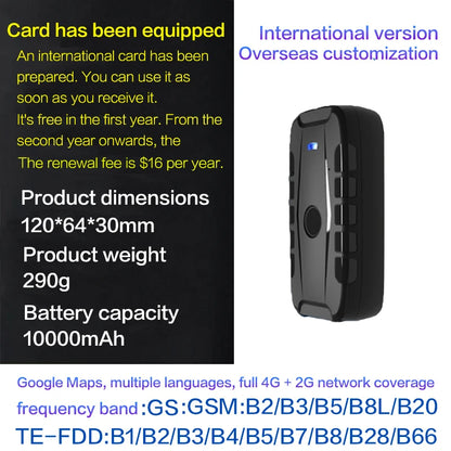 4g Wireless Vehicle Gps Tracking Device, No Installation Required, 20000Mah Battery, 100 Days of Operation, Free App