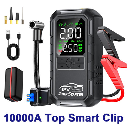 10000a 8000a Amp 7000a 6000a 180psi Smart Car 12v Battery Booster Auto Tire Super Compressor Air Pump Power Bank Jump Starter