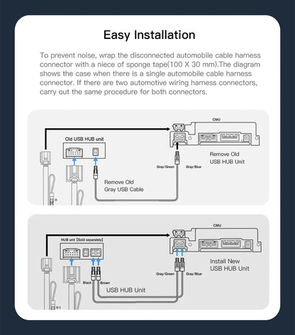 Wired or Wireless carplay Android auto type-c Adapter For Retrofit Mazda 2 3 6 CX3 CX5 CX8 CX9 MX5 USB HUB unit TK78669U0C Kit