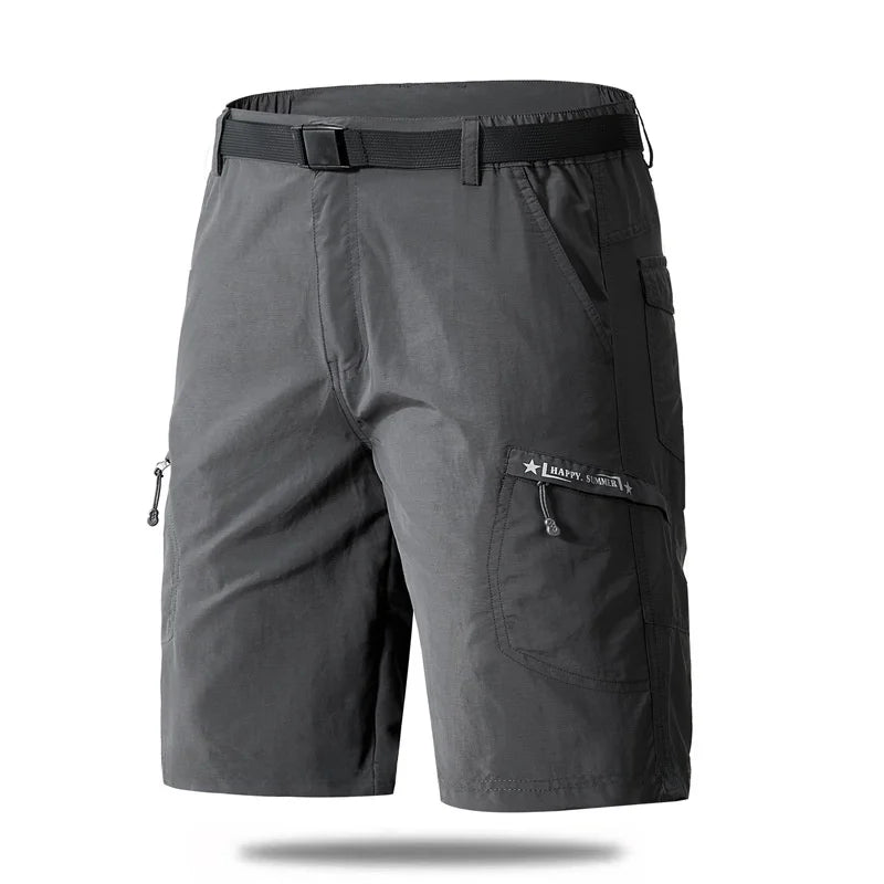 Men's Cargo Shorts Thin Loose Casual Workwear Man Summer Ice Silk Quick Dry Sporty Mid-Length Straight Leg Cotton Short Pants