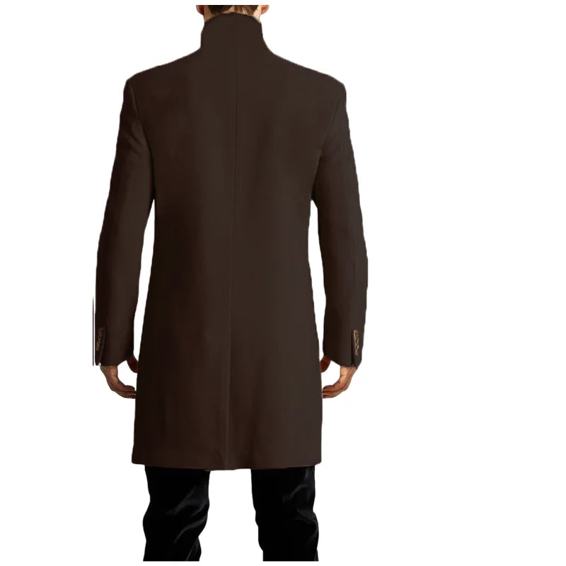 Men's Coat Lined Autumn Winter New Jackets Man Long Clothes Jacket England British Style Wool  Lapel Outerwear EU Size M-XXL