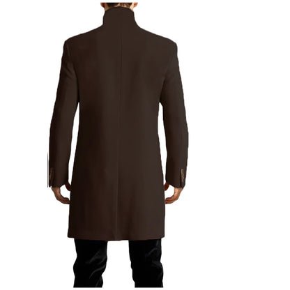 Men's Coat Lined Autumn Winter New Jackets Man Long Clothes Jacket England British Style Wool  Lapel Outerwear EU Size M-XXL