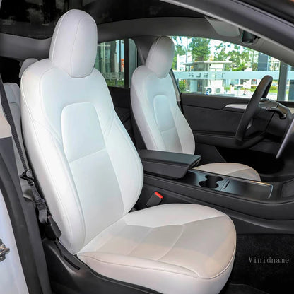 For Tesla Model Y 2020 2021 2022 2023 2024 2025 PU Leather Custom Car Seat Covers Full Set Interior Protector Accessories