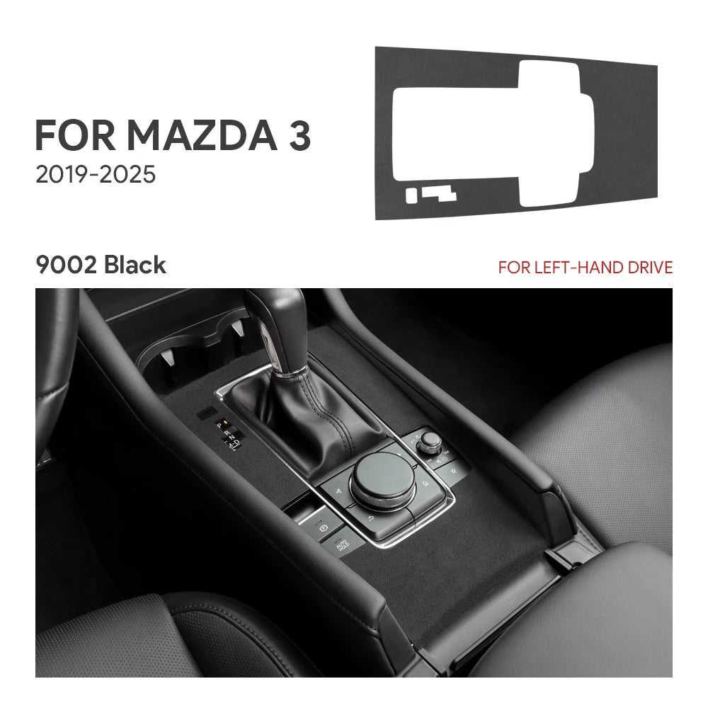 For Mazda 3 Axela 2019 2020 2021 2022 2023 2024 2025 Central Console Gear Shift Panel Top Suede Sticker Car Interior Trim