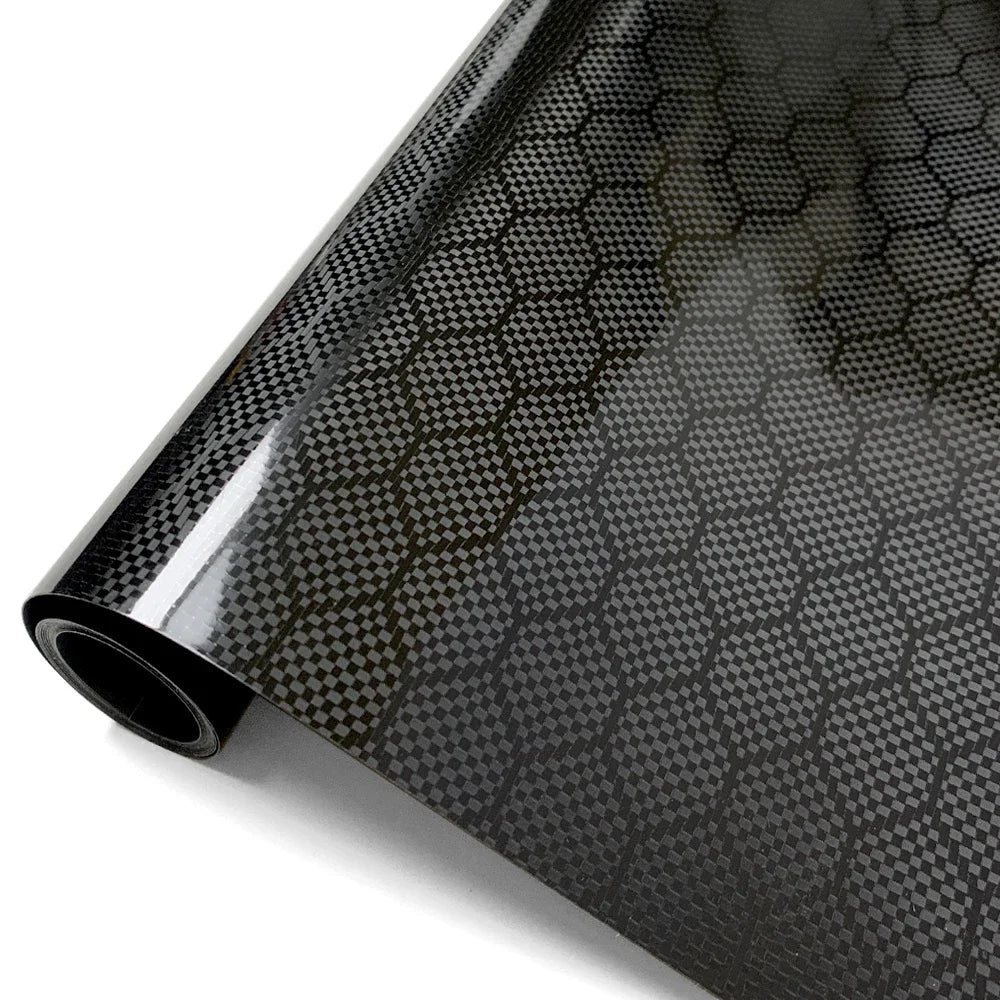 Carbon Fiber Sticker High Gloss Honeycomb Vinyl Wrap Film Waterproof Adhesive Auto Body Decoration Decal Tunning Car Accessories