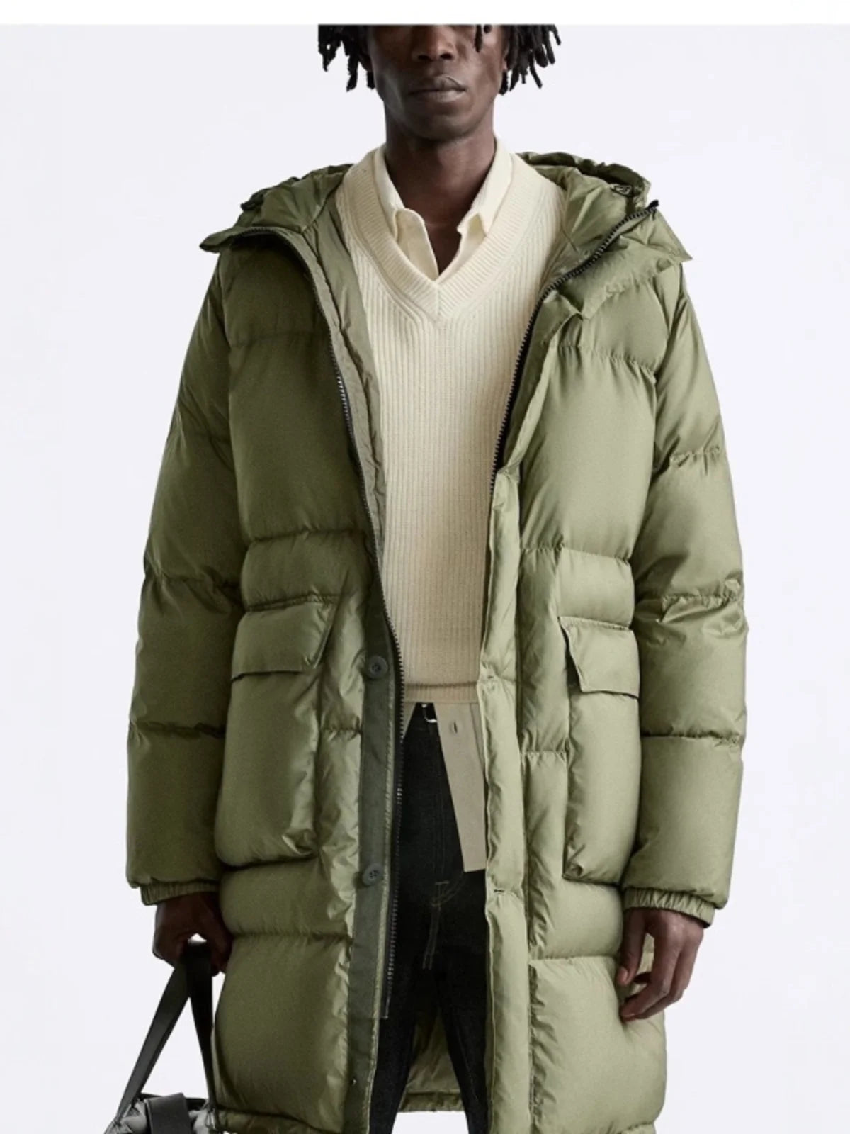 Men's Hooded Mid-Length Lightweight down Jacket Coat Duck Feather 90% Fill Power Youthful Style Pure Color Winter Outerwear