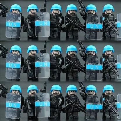 Building block riot police mini humanoid doll reloaded anti-virus ghost special police marine humanoid doll, cartoon toy gift