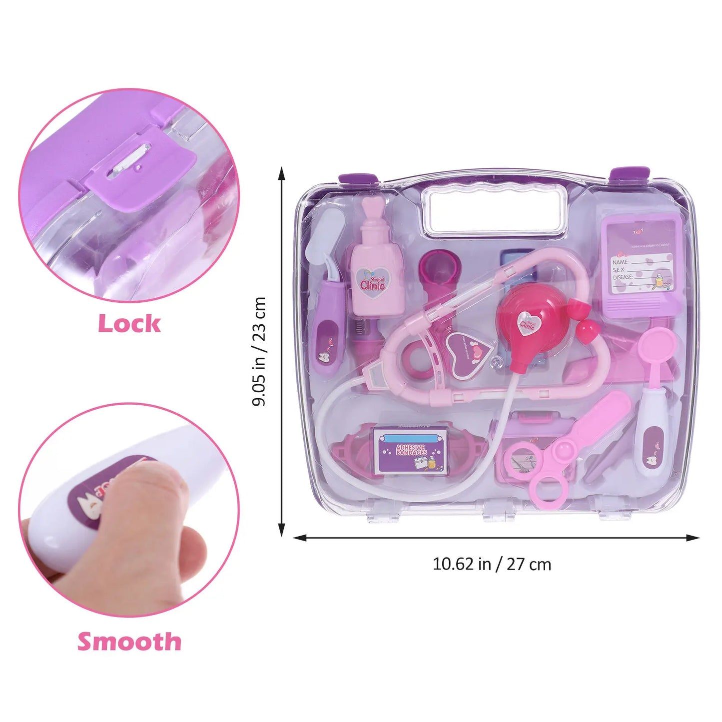 14Pcs Kit Doctor Role Play Set for Children Educational Pretend Nurse Practice Set with Stethoscope Carrying Case