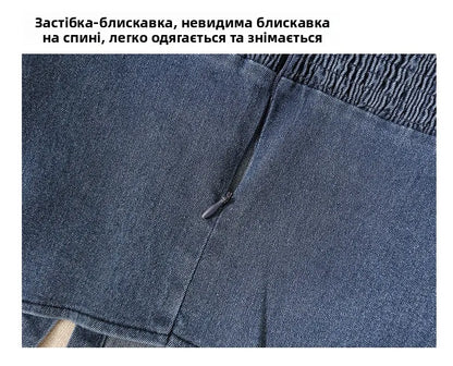 Irregular Halter Neck Denim Crop Top Women Summer Outdoor Wear with Chest Pad Slimming Sexy Girl Shirt Short Length Zipper