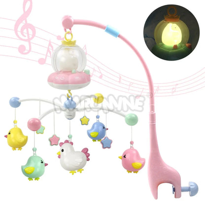 Baby Musical Crib Mobile with Star Projection Night Light White Noise Timing Rotating Bed Rattle Sleep Soother Toys for Newborn