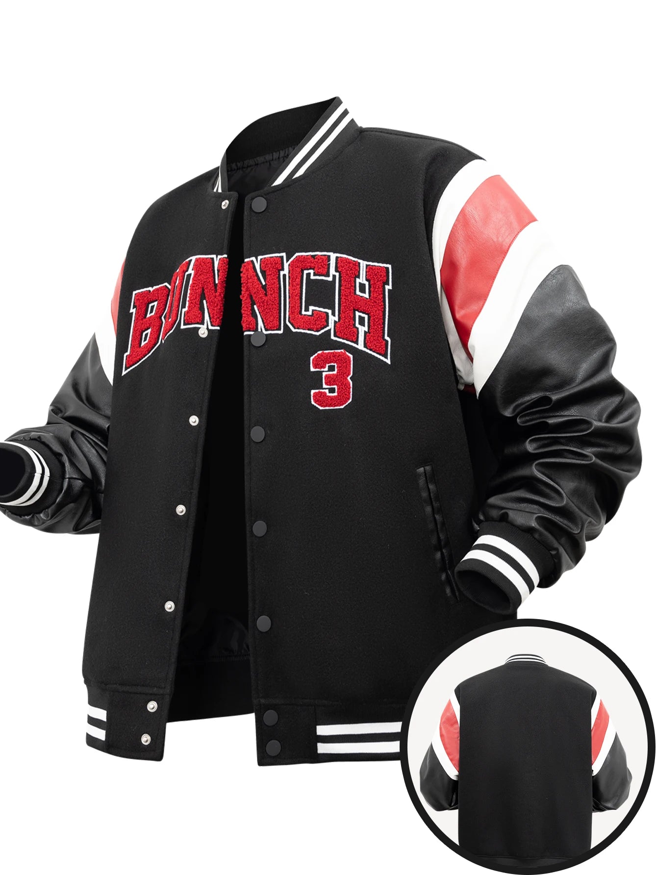 Men's Letterman Jacket Vintage Vasity Baseball Coat Casual Streetwear Outerwear with 'G' Letter Embroidery & Inner Pocket