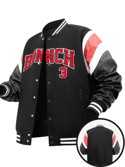 Men's Letterman Jacket Vintage Vasity Baseball Coat Casual Streetwear Outerwear with 'G' Letter Embroidery & Inner Pocket