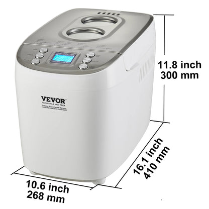 SucceBuy 2/3 LB Bread Maker 15-in-1 Dough Machine Nonstick Ceramic Pan Automatic Bread maker with Gluten Free Setting