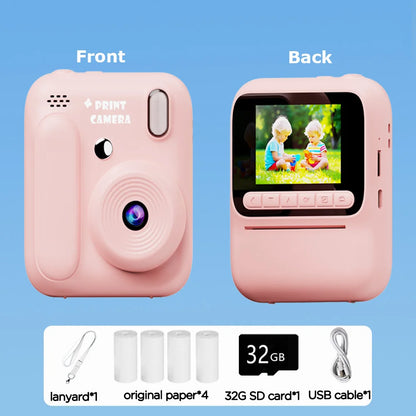 Kids Instant Camera Color Printing Camera 32GB 1080P Thermal Print Toys Camera Print Photo Video Games Music Children Gift