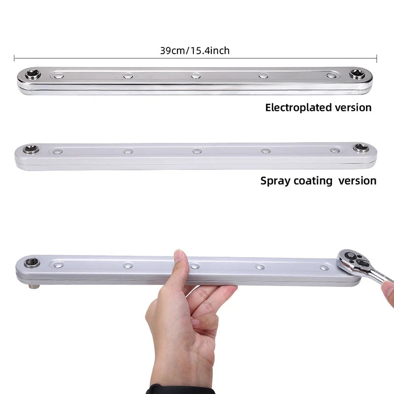 1 Set of Impact-Ready Offset Extension Wrenches, Tight-Fitting Extension Wrench Set, with 4 Square Drive Adapters, for Small Universal Extension Wrenches