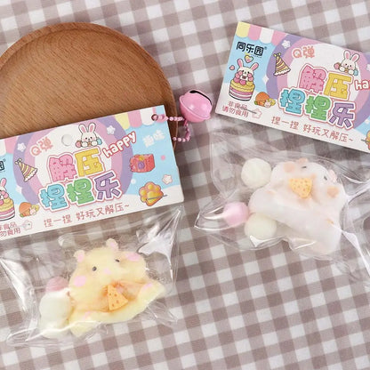 Lovely Hamster Squishy Toy Soft Mochi Squeeze Toy Fuzzy Cute Hamster Handmade Fidget Toy Stress Relief Toy Gift for Kids Adult