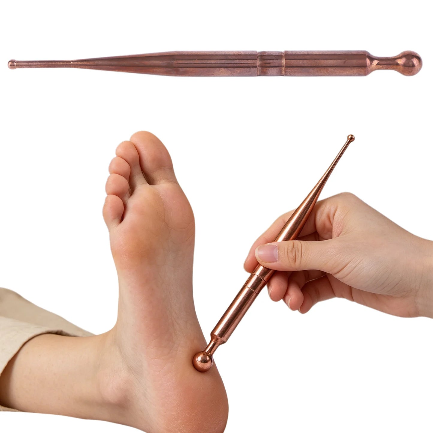 Pure Copper Massage Wand Lightweight Trigger Point Massage Acupressure Pen Handmade for Muscle Relief and Improved Circulation