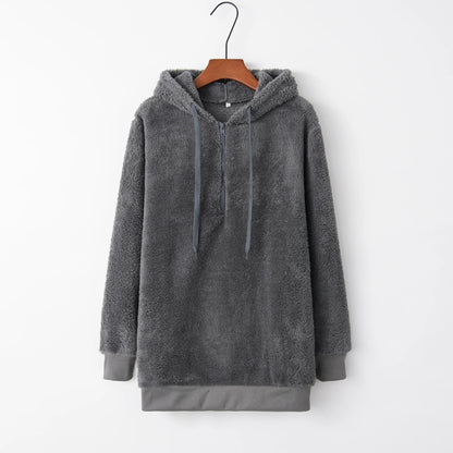 Fashion Trend Long-sleeved Hooded Solid Color, Women's Sweater Coat