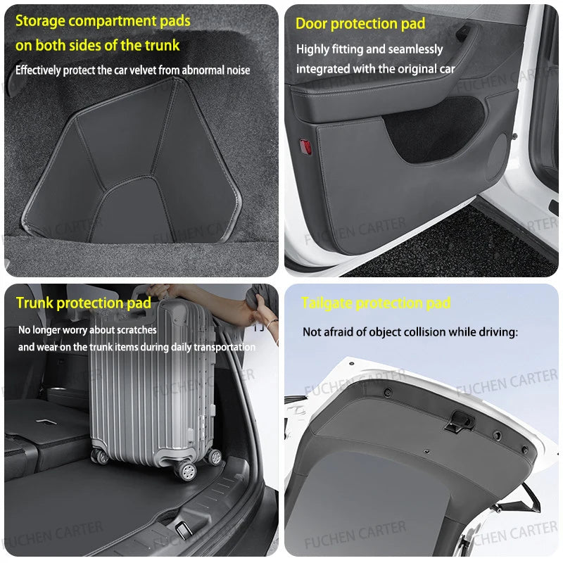 For Tesla NEW ModelYL2026 Leather Front Rear Door Sill Protector Threshold Strip Anti-kick Guard Panel Waterproof Pad Accessorie