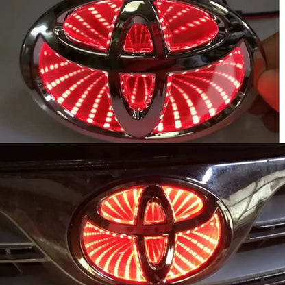 for Toyota Corolla PRADO Yaris CHR HRV AYGO Camry Vios Highlander LVALON Rav4 CHR REIZ 3D Car Front Grille Trunk Logo LED Light