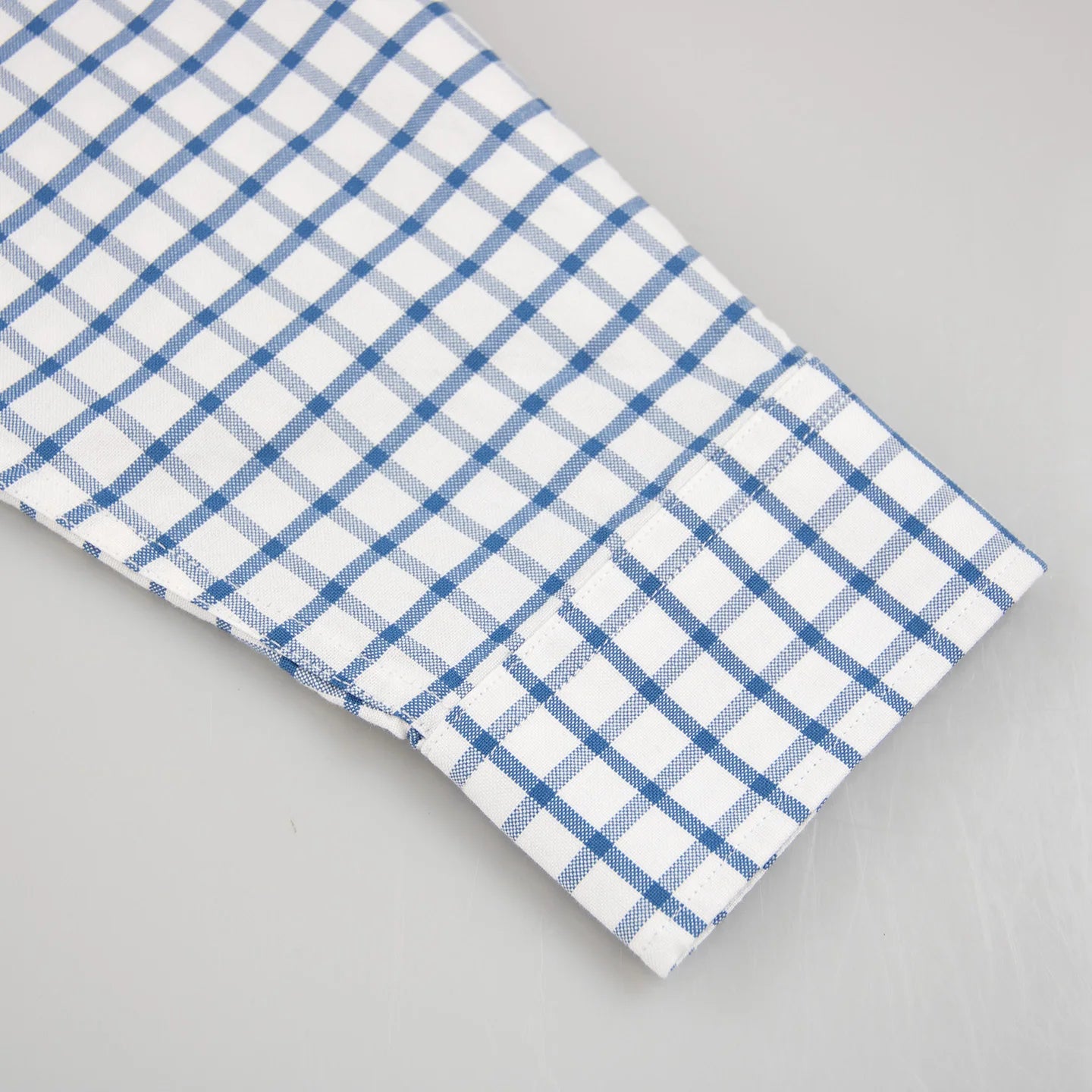 CH Men's Blue Plaid Long Sleeve Shirt Lapel Collar Embroidery Logo Cotton Shirts Business Formal Casual Daily Wear Button Down