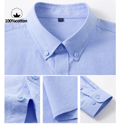 Men's 100% Cotton Oxford Shirt - Breathable Sweat-Wicking Button Down with Slim Fit & Crisp Texture