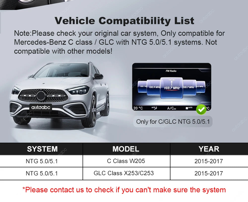 2400×900 12.3“ Ultra-thin Multimedia Touchscreen Wireless CarPlay Android Auto For Mercedes-Benz W205 X253 GLC C Class W447 BT