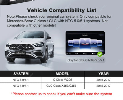 2400×900 12.3“ Ultra-thin Multimedia Touchscreen Wireless CarPlay Android Auto For Mercedes-Benz W205 X253 GLC C Class W447 BT