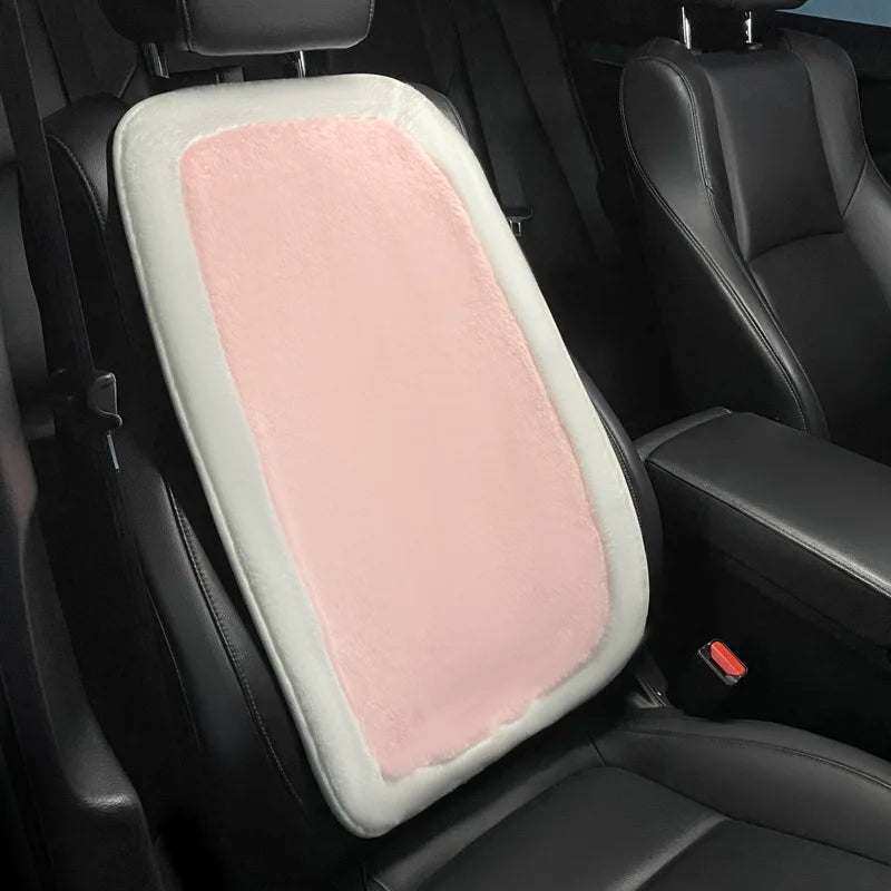 Winter New Cartoon Plush Car Cushion Simple Black White Thickened Anti Slip Women's Auto Seat Pad Cute Interior Modification