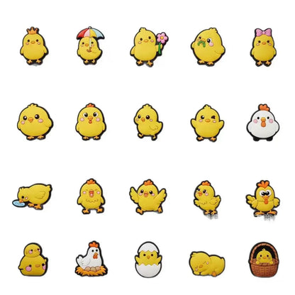20-100pcs Cute Little Yellow Chicken Shoe Charms For Sandals,Shoe Decoration Accessories Shoe Pins Great Gift For Men Wom