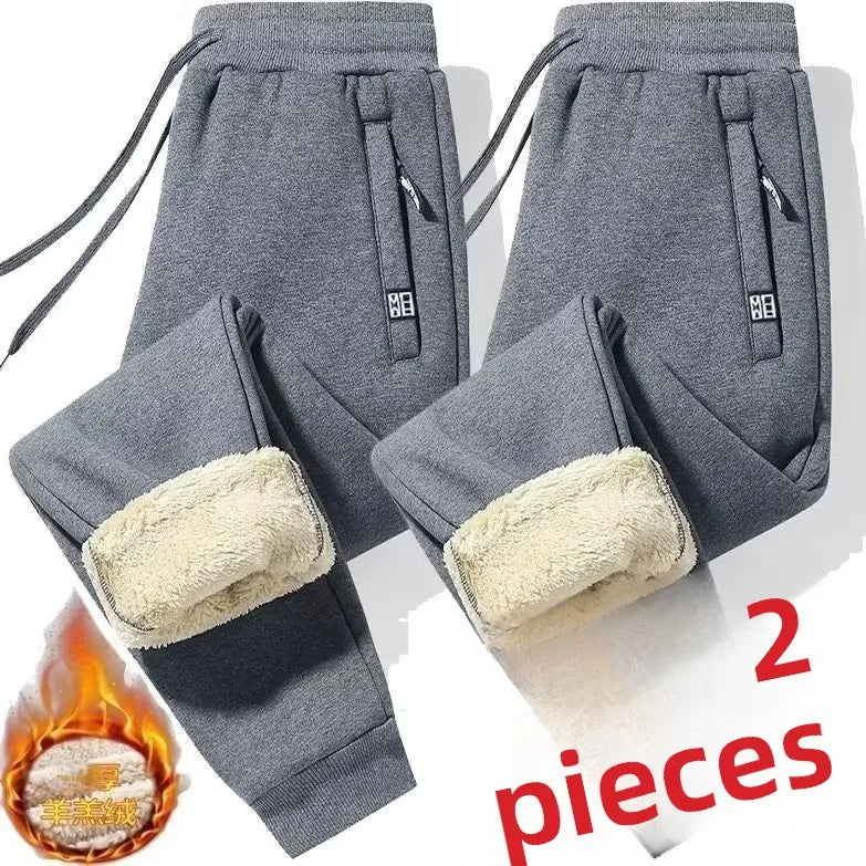 Extra Thick Lamb Velvet Men's Winter Fleece Lined Special Thick Cotton Trousers Autumn Winter Style Sport Sweatpants Casual P...