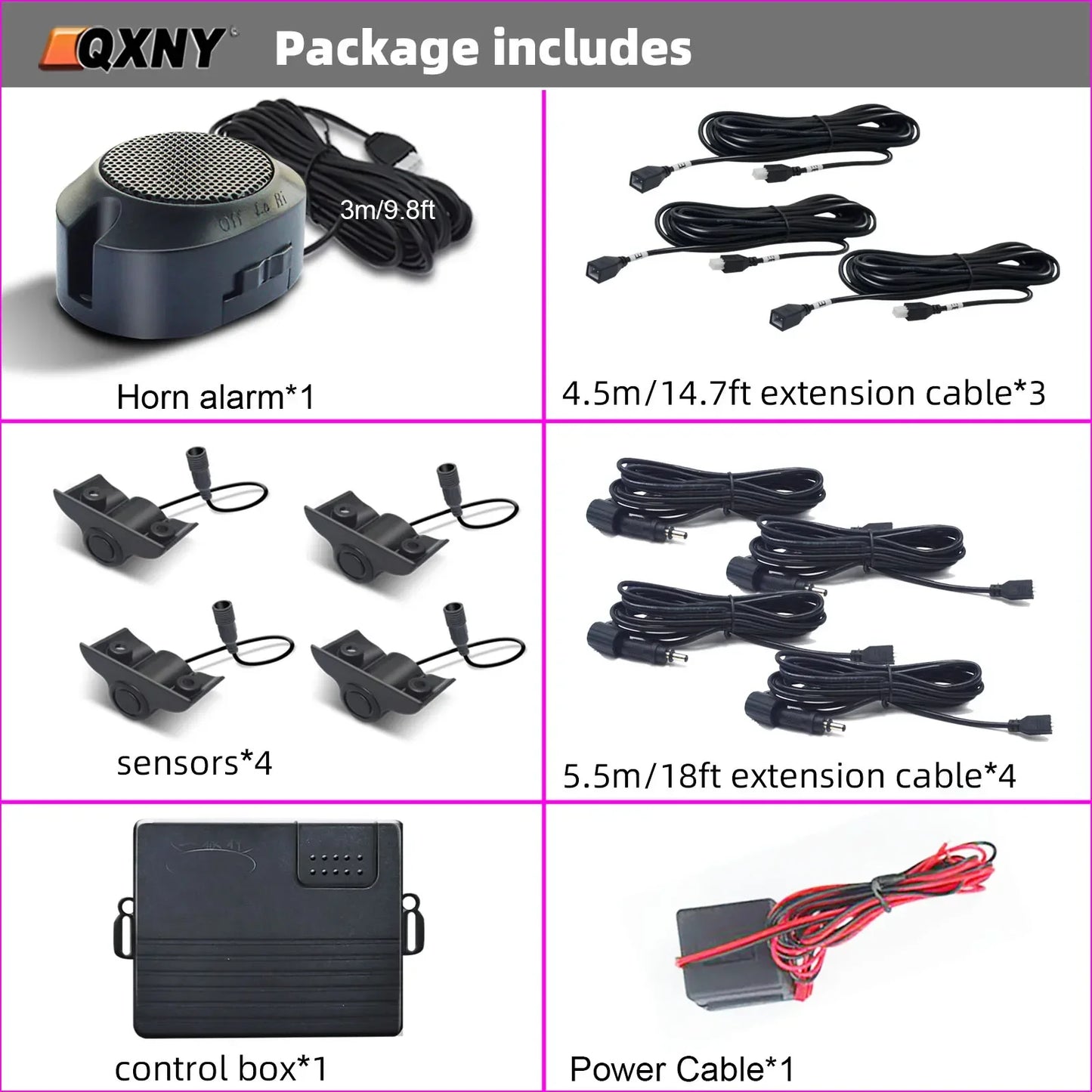 Parking Sensors 4 Kit Sound Alarm System Truck Parktronic Reversing Backup Radar for Van Rv Lorry Trailer Beep Detector Voice