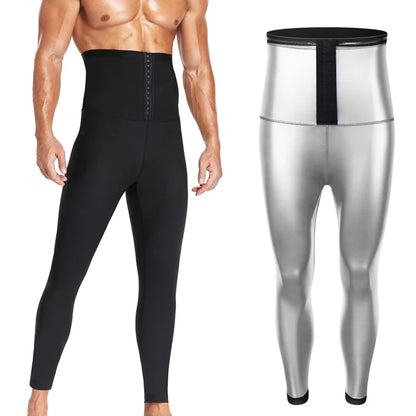 Mens Body Shaper Abdomen Reducer Thermo Sauna Sweat Pants Waist Trainer Fat Burning Male Shapewear Fitness Leggings Leg Slimmer