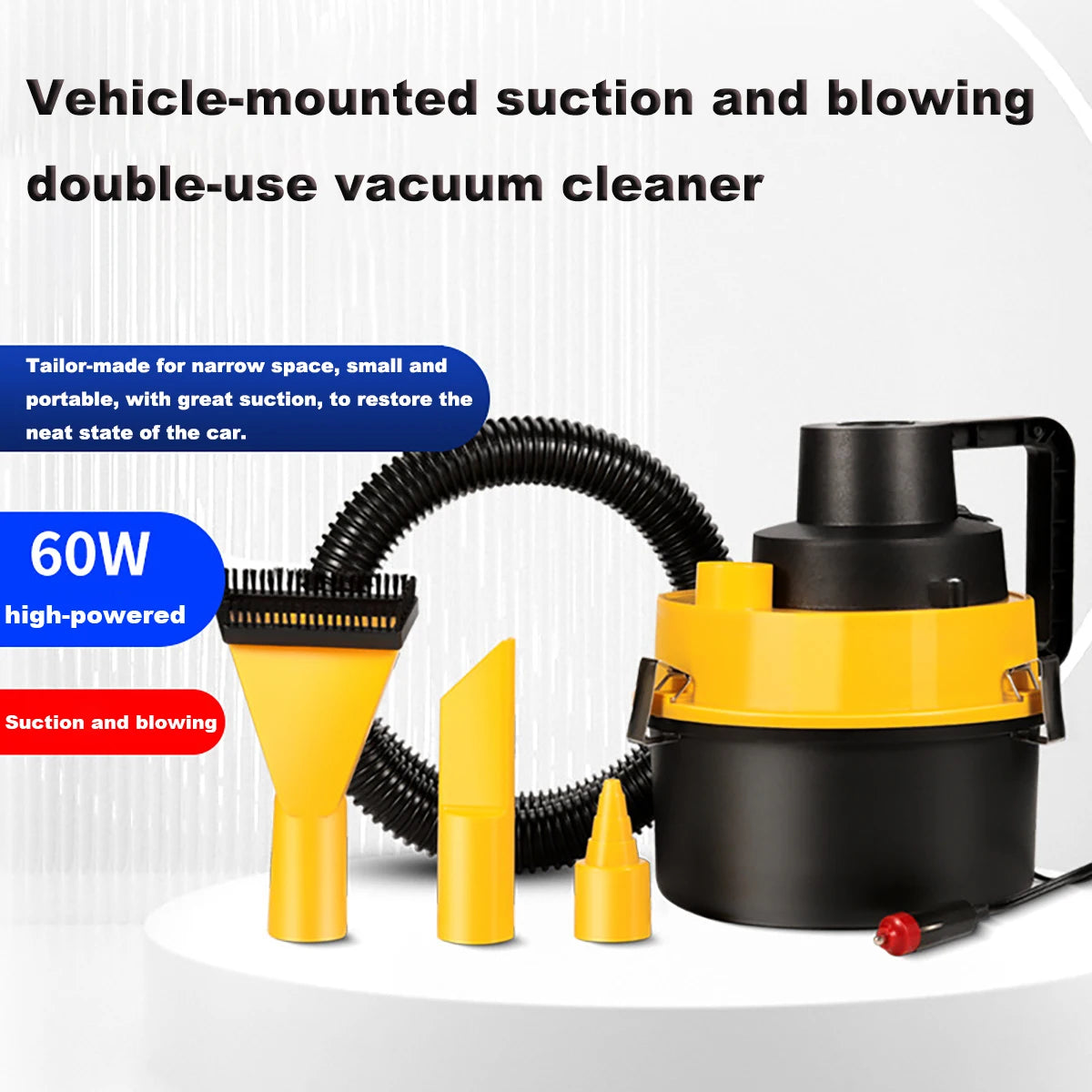 Multifunctional Car Vacuum Cleaner Dry/Wet DC 12V 60W High Power Portable Car Vacuum Cleaner Universal Cleaning Appliance