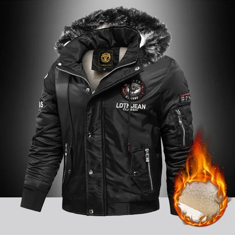 Thick Down Parka Coat Oversize Plus Velvet Thick 2024 Brand Keep Warm Winter Men's Black Blue Red  Padded Jacket Coat Men