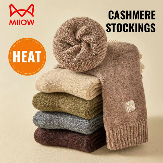 MiiOW Merino Wool Socks Cold Resistant Men Winter Thicken Heated Sock Cashmere Long Sock Snow Boots Retro Brown Warm Towel Socks