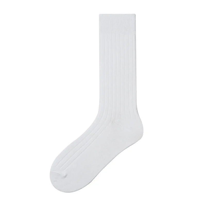 6 Pairs Large Men's Cotton Office Socks Long Solid White Black Mid-Calf Business Formal Sock Casual Plus Size 45 46 47 48 49 50